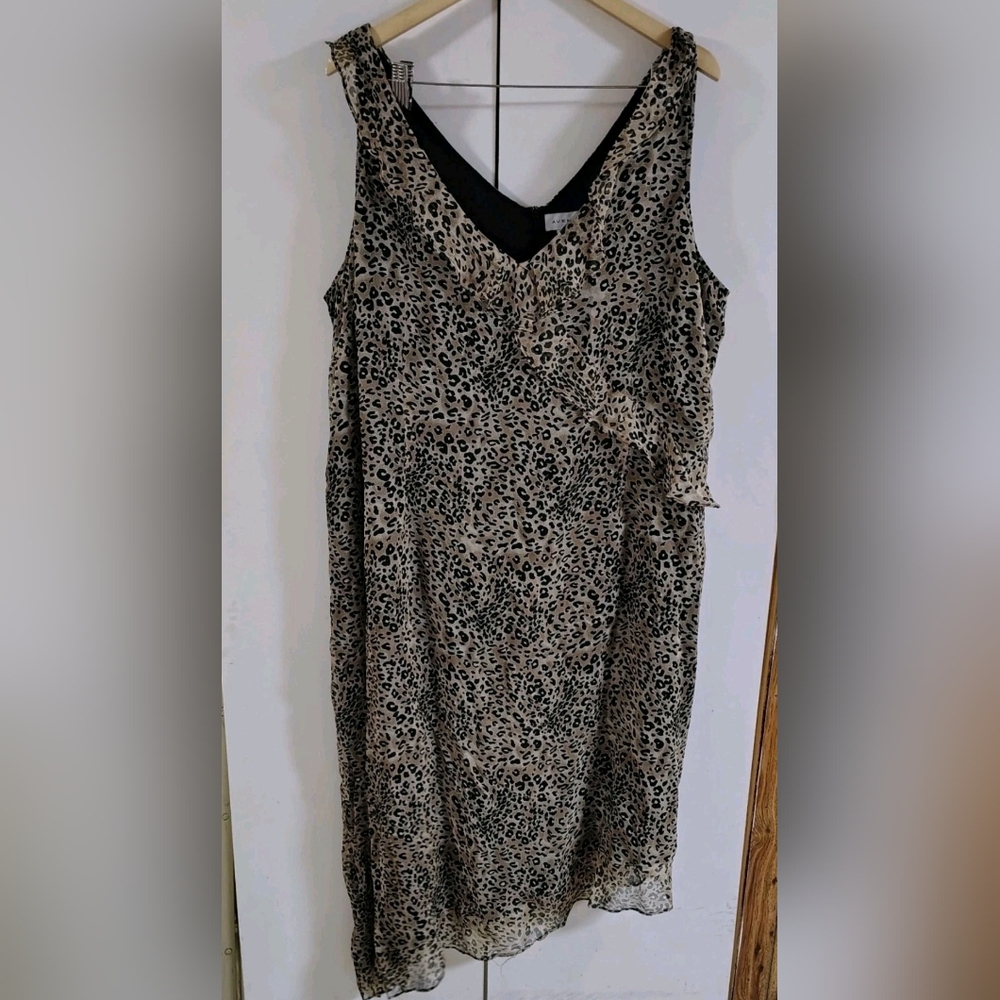Avenue Leopard Print Silk Chiffon Ruffle Dress Size 24 Y2K NWT Plus Size
